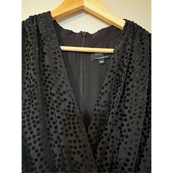 Bardot Women’s Size Large Metallic Bree Polka Dot Mini Dress Black Long Sleeve - Picture 9 of 16